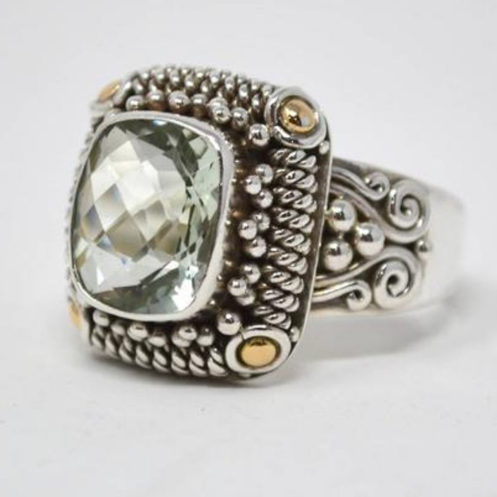 Suarti Bali 925 Sterling Topaz Solitare Ring Sz 6